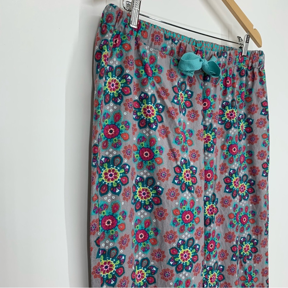 World Market Geometric Floral Boho Pajama Lounge Pants With Contrast Button Cuff - Picture 3 of 16